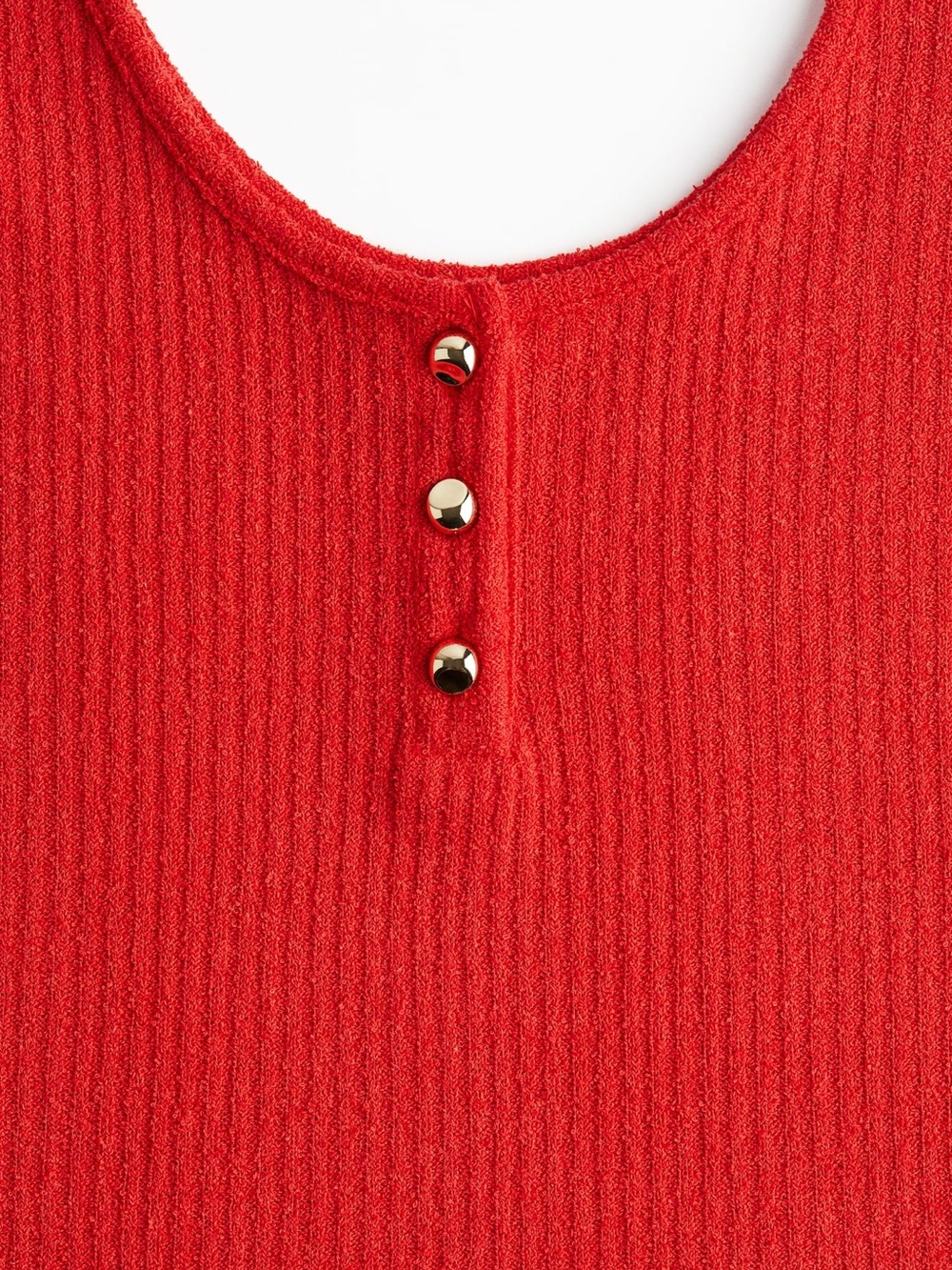 H&M Red Ribbed Tank with Button Front - Picture 2 of 7
